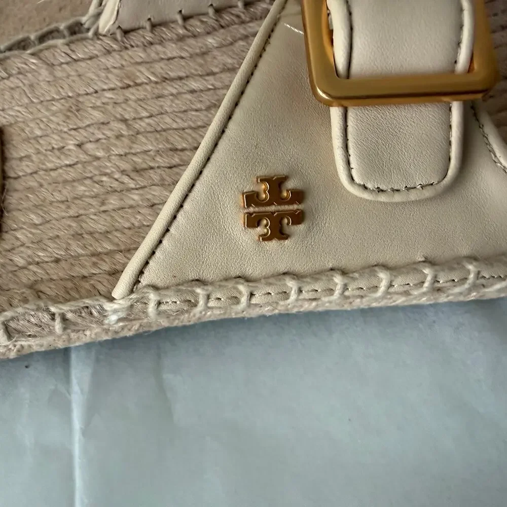 Authentic Tory Burch Gold Espadrille Selby Sandals - size 9.5